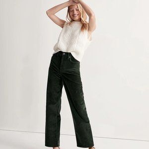 Madewell The Perfect Vintage Wide-Leg Pant: Corduroy Edition, Green, Size 24
